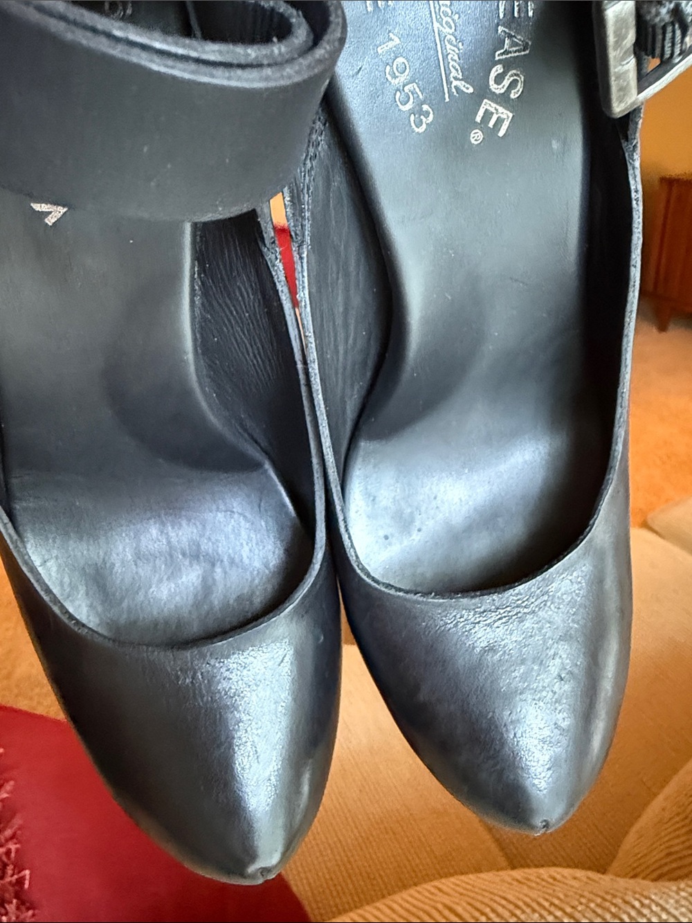 KORK-EASE “PRISCILLA” Black Leather Hidden Platform Mary Jane Heel - Size 8/39 - Picture 14 of 17